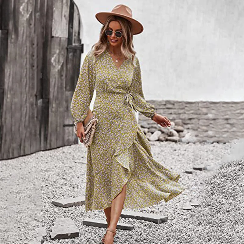 Women Summer Maxi Dress Long Sleeve Boho Floral Cocktail Wrap Dresses V Neck Casual Party Bohemian Flowy Long Dress for Ladies, 5 colors
Women Summer Maxi Dress Long Sleeve Boho Floral Cocktail Wrap Dresses V Neck Casual Party Bohemian Flowy Long Dress for Ladies, 5 colors