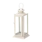 Rectangular metal frame Starlight Pattern White Metal Candle Lantern