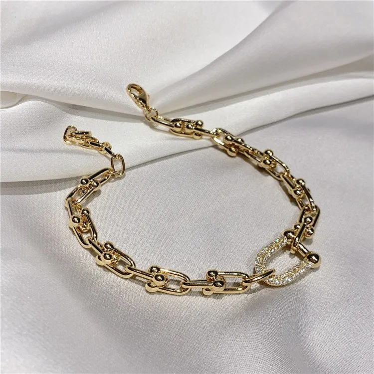 2022 Gold Plate Handmade Trendy Jewelry Punk U Shape Crystal Link Chain Charm Bracelet For Men Women, 18k gold
2022 Gold Plate Handmade Trendy Jewelry Punk U Shape Crystal Link Chain Charm Bracelet For Men Women, 18k gold