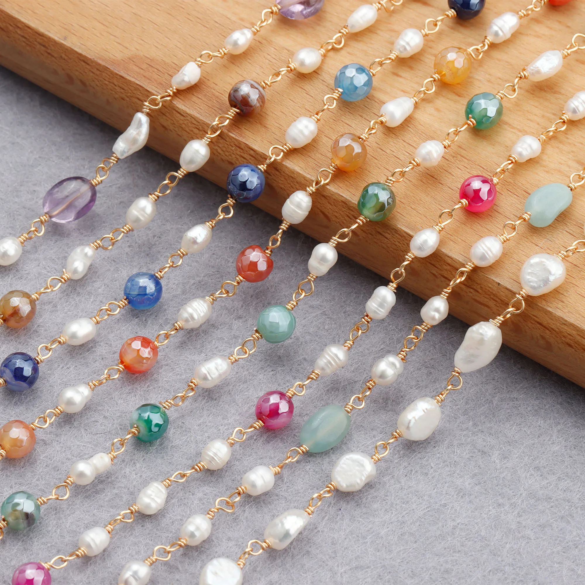 Irregular 18K gold plated chain diy natural stone real pearl necklace for women jewelry making accessories,C165,5m/lot, Picture shown
Irregular 18K gold plated chain diy natural stone real pearl necklace for women jewelry making accessories,C165,5m/lot, Picture shown