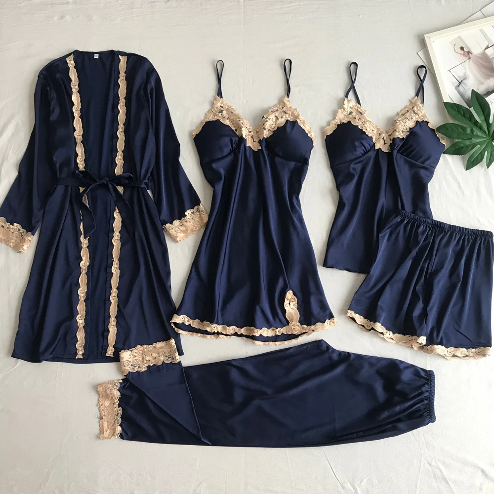 womens lingerie 5 pieces of home dress Nightwear lady simulation silk five Pajama set, Black white red
womens lingerie 5 pieces of home dress Nightwear lady simulation silk five Pajama set, Black white red