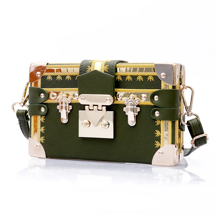 Fashion Lady Embroidery Handbag Hard Case Box Clutch Square Handbags Metal Chain Crossbody Purse Single Shoulder Bag for Women, White,green,black,brown
Fashion Lady Embroidery Handbag Hard Case Box Clutch Square Handbags Metal Chain Crossbody Purse Single Shoulder Bag for Women, White,green,black,brown