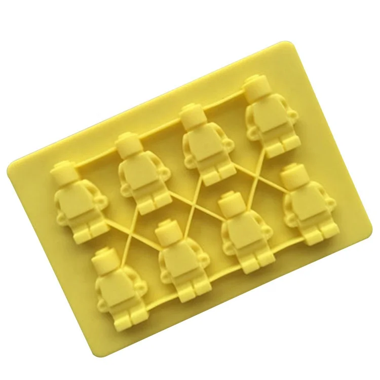 Prix de gros vente chaude lego gâteau chocolat moule SANS BPA en silicone à 8 cavités lego robot moule à glace