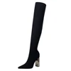 3128-1 bigtree women boots fashion metal with thick with high heel pointed sexy nightclub over the knee boots china high heels