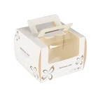 Custom Design Birthday Wedding White Packaging Gift Clear Handle Cake Paper Box with Transparent Window