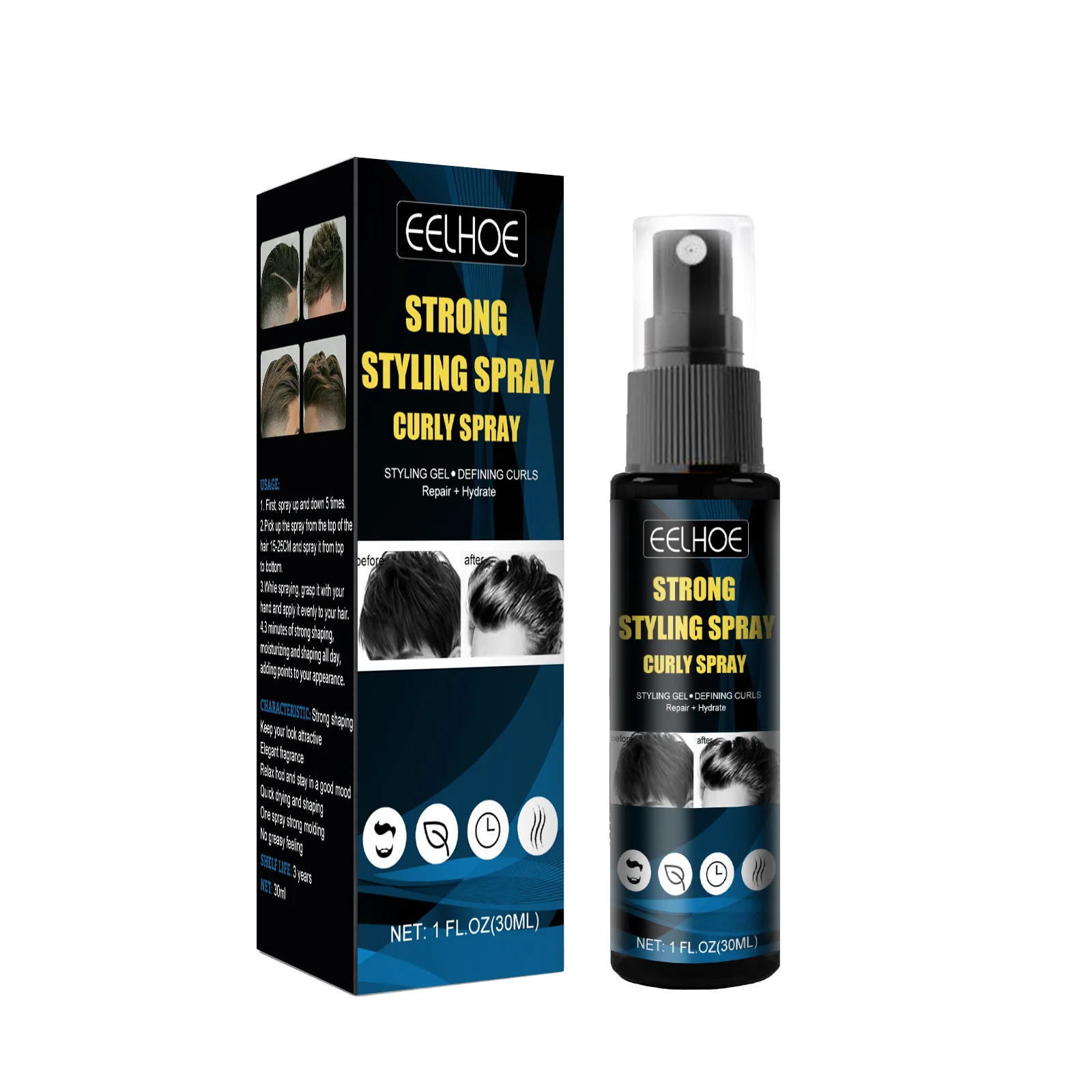 eelhoe Fluffy hair gel water moisturizing styling spray fragrance and long-lasting men's hair styling dry gel
eelhoe Fluffy hair gel water moisturizing styling spray fragrance and long-lasting men's hair styling dry gel