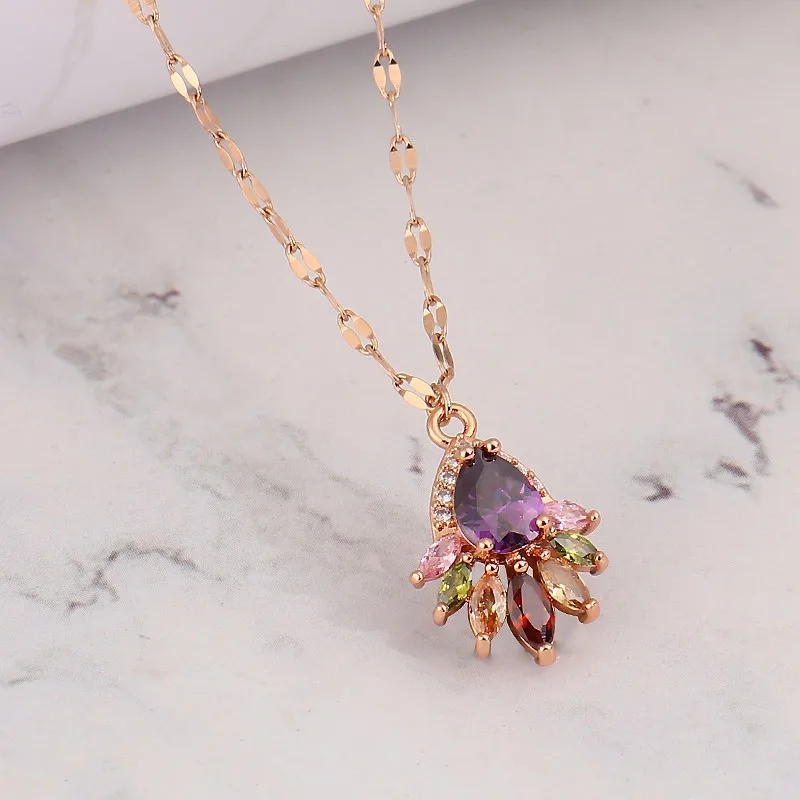 New Models Korean Style Luxury Titanium Steel Pendant Birthday Gift for Girlfriend White Crystal Necklace
New Models Korean Style Luxury Titanium Steel Pendant Birthday Gift for Girlfriend White Crystal Necklace