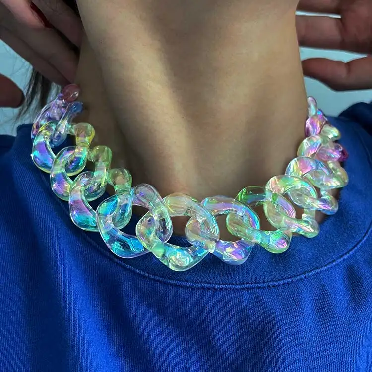 New arrivals vintage simple colorful acrylic square chain choker necklaces, Picture shows
New arrivals vintage simple colorful acrylic square chain choker necklaces, Picture shows