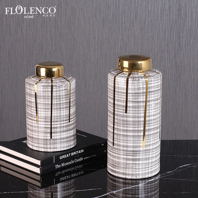 Modern Elegant Golden Home Decoration Accessories Pieces Decorative Ceramic Ginger Temple Jar, Gold
Modern Elegant Golden Home Decoration Accessories Pieces Decorative Ceramic Ginger Temple Jar, Gold