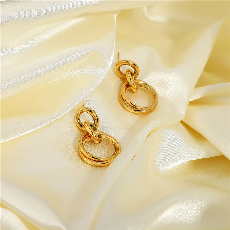 Hongtong Double Hoop Earrings 18K Gold Plated Stainless Steel Round Dangle Small Round Large Hoop Earrings, Picture shows
Hongtong Double Hoop Earrings 18K Gold Plated Stainless Steel Round Dangle Small Round Large Hoop Earrings, Picture shows