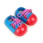 Best sellerl Skill toys Wooden MINI Children's Lacing Shoe Toy Wooden educational toy for kids KJ6942