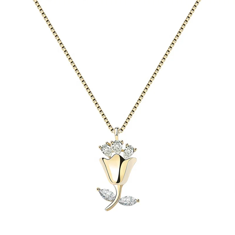 Trendy gold plated jewelry necklace 925 sterling silver zircon rose pendant flower necklace for women
Trendy gold plated jewelry necklace 925 sterling silver zircon rose pendant flower necklace for women