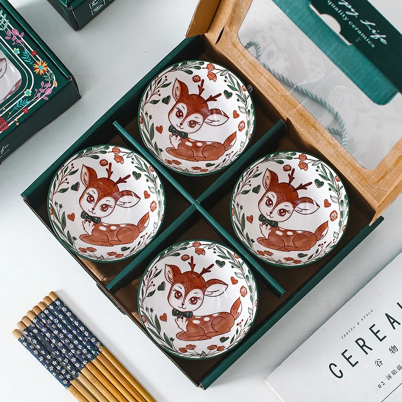 HY Forest Deer Japanese cartoon style ceramic tableware exquisite set gift box packaging 
HY Forest Deer Japanese cartoon style ceramic tableware exquisite set gift box packaging