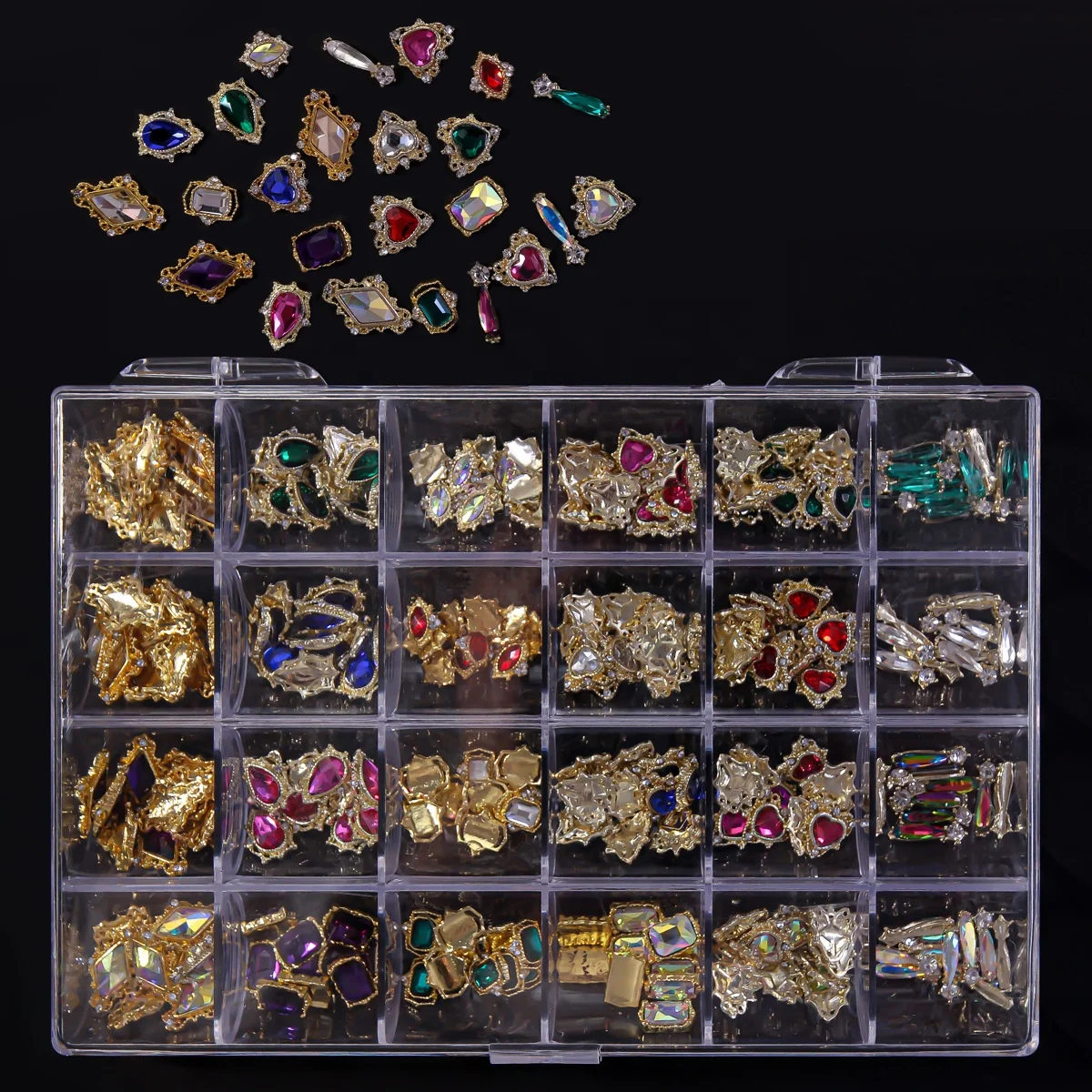 Paso Sico 24 Slot/Box Alloy Glass Diamond Stone Rhombus Heart Octagon Shape DIY Nail Charms
Paso Sico 24 Slot/Box Alloy Glass Diamond Stone Rhombus Heart Octagon Shape DIY Nail Charms