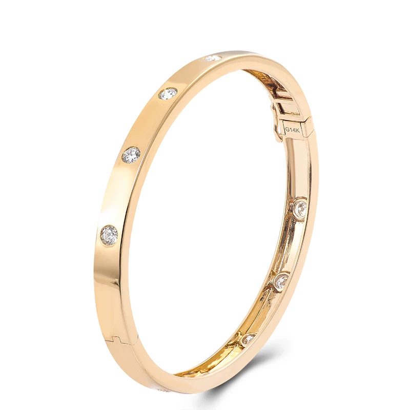 Classical Bangles with 14K Yellow gold and 3mm lab grown diamond HPHT for fiancee custom Christmas gift
Classical Bangles with 14K Yellow gold and 3mm lab grown diamond HPHT for fiancee custom Christmas gift