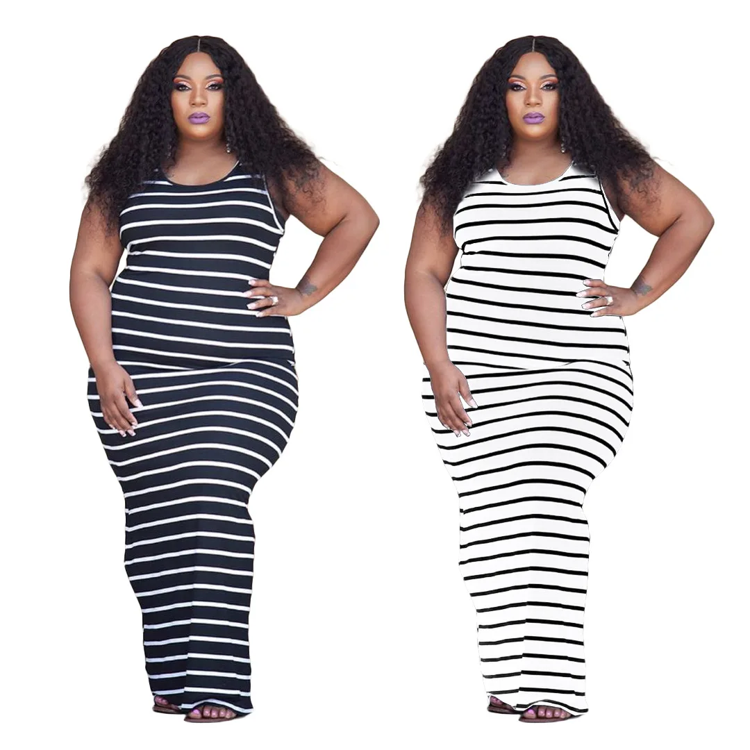New Arrivals 2022 Casual Printed O Neck Sleeveless Striped Dress Summer Plus Size Women Bodycon Dress, Black,white
New Arrivals 2022 Casual Printed O Neck Sleeveless Striped Dress Summer Plus Size Women Bodycon Dress, Black,white