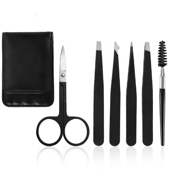 eyebrow tweezers trimmer set stainless steel scissors mascara brush makeup beauty tools set private label, Black
eyebrow tweezers trimmer set stainless steel scissors mascara brush makeup beauty tools set private label, Black