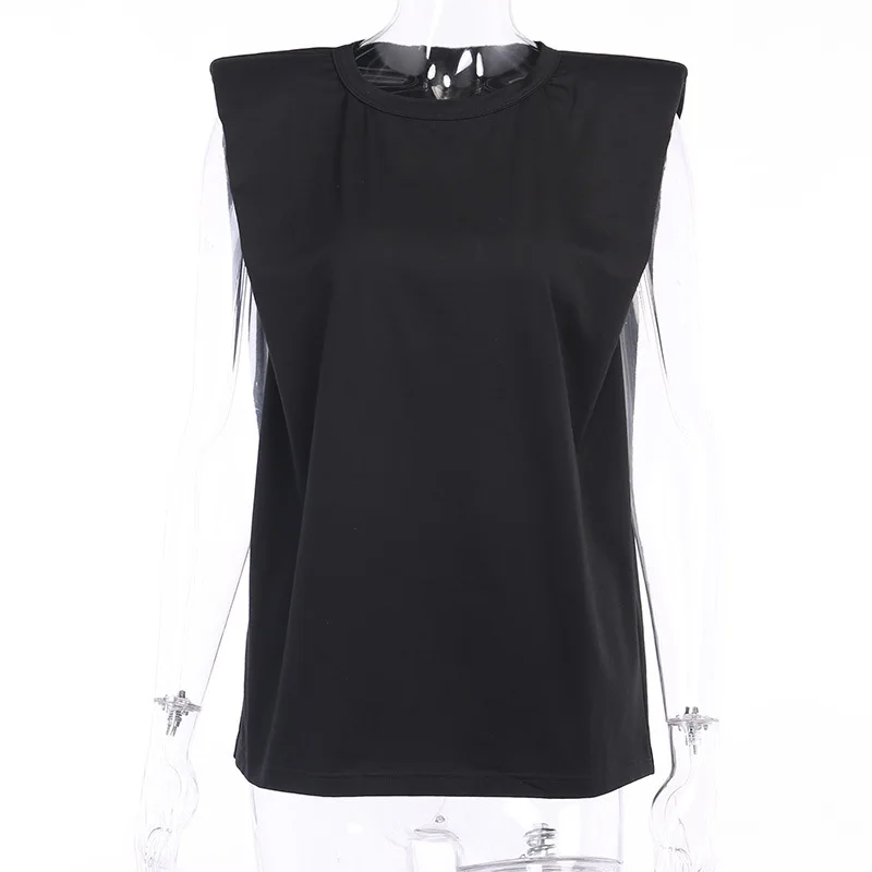 2021 sleeveless shoulder pads loose fit slim temperament T-shirt vest women summer shirts casual shirts
2021 sleeveless shoulder pads loose fit slim temperament T-shirt vest women summer shirts casual shirts