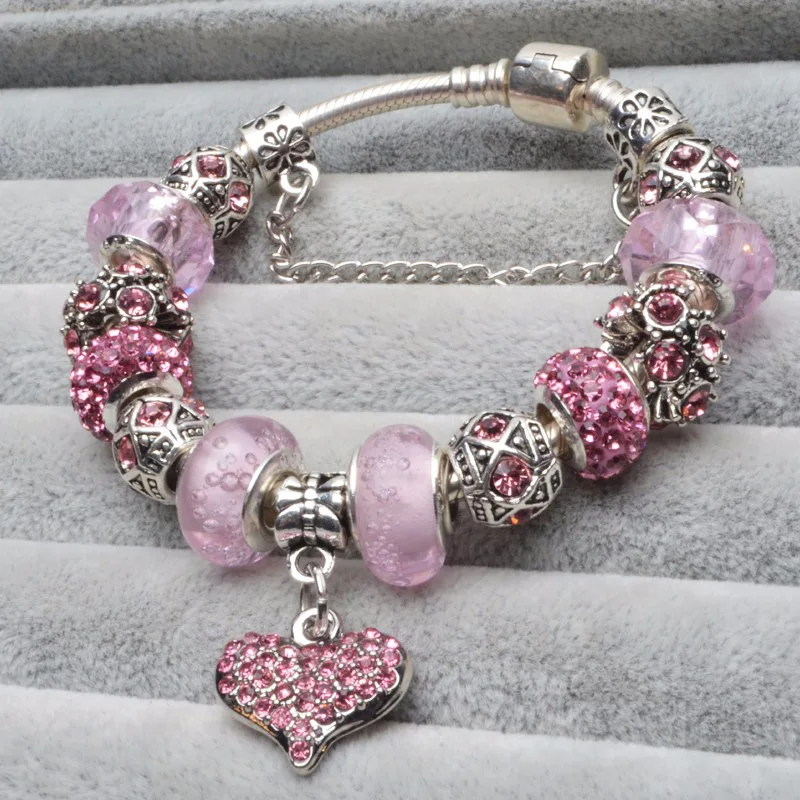 High quality wholesale Pink Diamond Bead charm Bracelet Silver Plated jewelry for Mother's Day Valentine's Day, Red
High quality wholesale Pink Diamond Bead charm Bracelet Silver Plated jewelry for Mother's Day Valentine's Day, Red