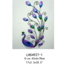 large size peacock with fused glass wing wall art for garden decoration
