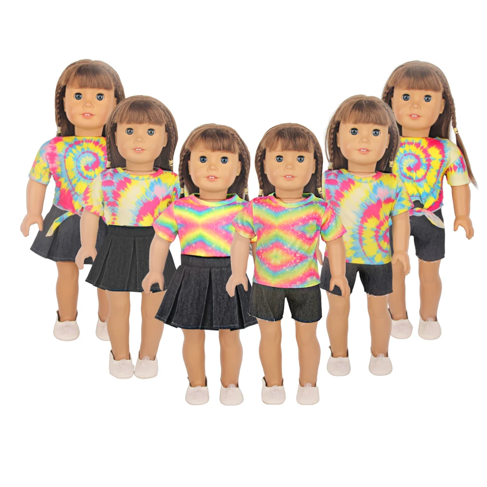 Fashion DIY Doll Clothes Tie dyed T-shirt and Short Skirt Shorts 18 Inch Young Girl Doll Clothes
Fashion DIY Doll Clothes Tie dyed T-shirt and Short Skirt Shorts 18 Inch Young Girl Doll Clothes