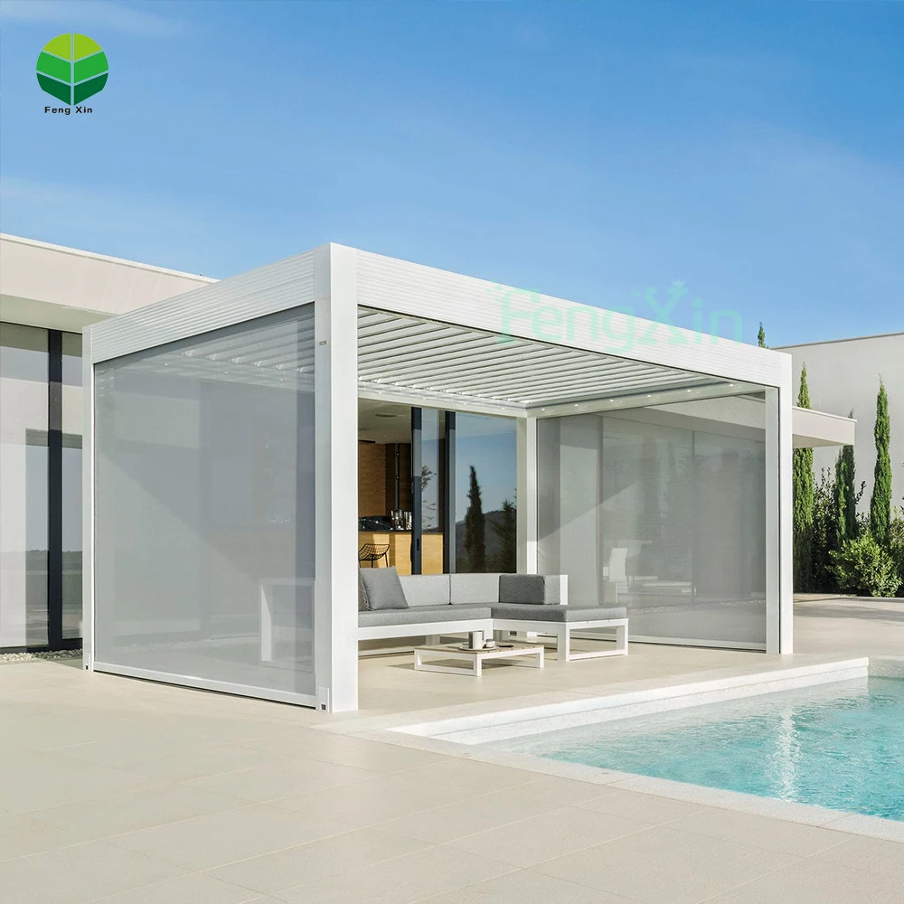 Fengxin China factory supplier Garden Arches Arbours electric louver system kits aluminum bioclimatic 3*4 pergola with l
Fengxin China factory supplier Garden Arches Arbours electric louver system kits aluminum bioclimatic 3*4 pergola with l