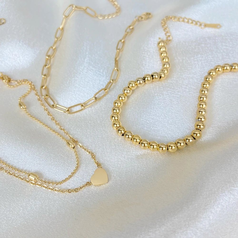 New stainless steel 18K gold-plated steel ball bracelet paper clip double heart anklet titanium steel jewelry
New stainless steel 18K gold-plated steel ball bracelet paper clip double heart anklet titanium steel jewelry