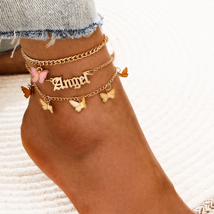 2021 hot sale Fashion Summer Acrylic Butterfly Pendant Anklet Bracelet Gold Letter Pink Anklet 3-piece Set Women Jewelry, As picture
2021 hot sale Fashion Summer Acrylic Butterfly Pendant Anklet Bracelet Gold Letter Pink Anklet 3-piece Set Women Jewelry, As picture