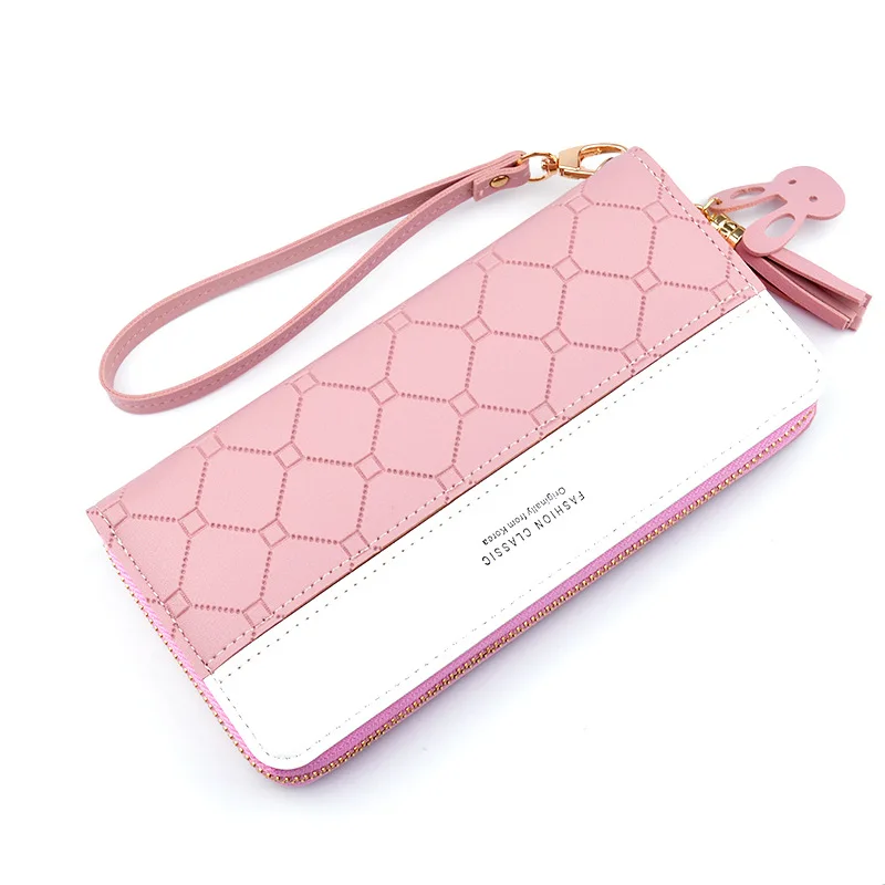 Korean contrast color embossed large capacity wallet Lady's long zippered purse, Pink, purple, blue
Korean contrast color embossed large capacity wallet Lady's long zippered purse, Pink, purple, blue