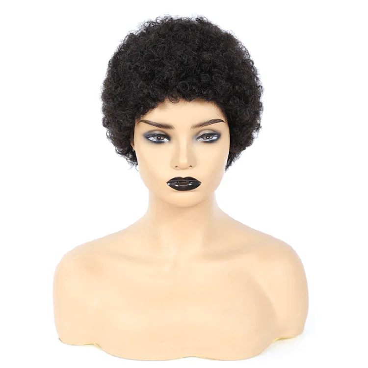 Short Curly Hair 100% human hair wigs headgear
Short Curly Hair 100% human hair wigs headgear