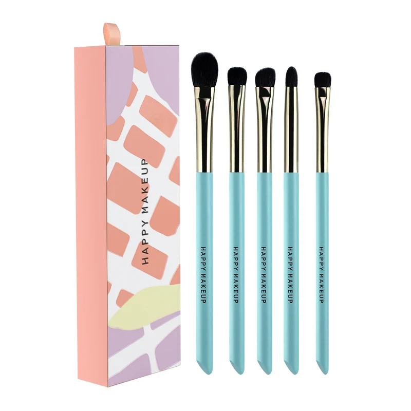 Happy makeup natural hair mini size 5 pcs goat blue eye makeup brush with box
Happy makeup natural hair mini size 5 pcs goat blue eye makeup brush with box