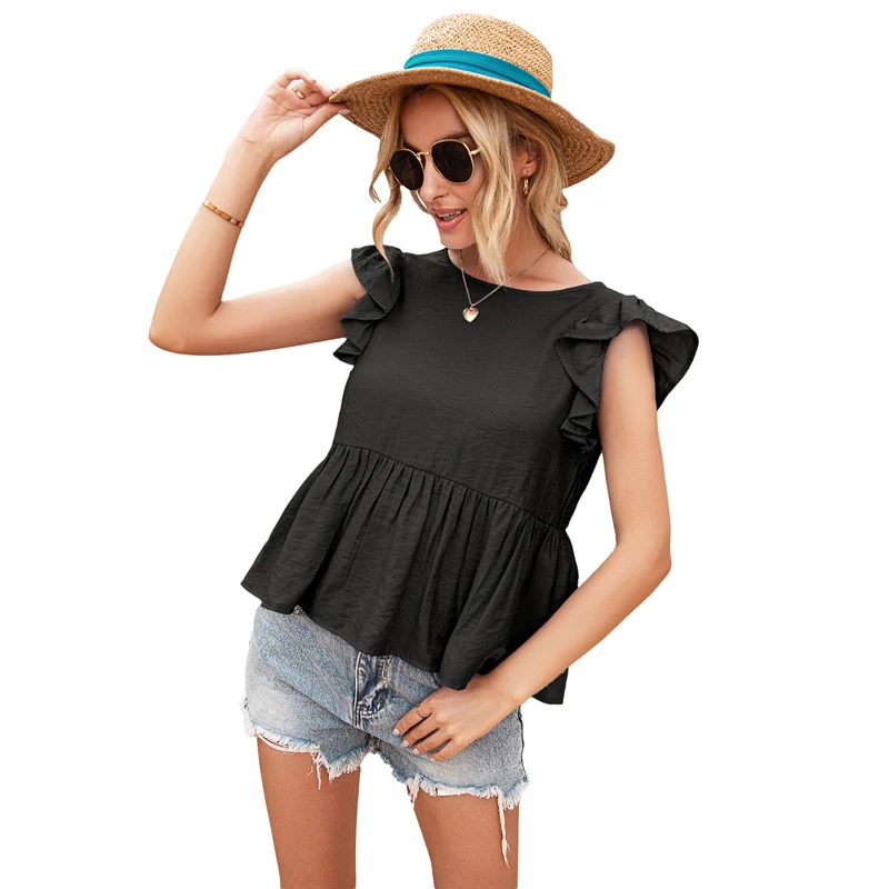2021 Women Solid Ruffle Blouses Shirts Solid Sexy Casual Shirt Tops Office Lady Sleeveless Lace Tops
2021 Women Solid Ruffle Blouses Shirts Solid Sexy Casual Shirt Tops Office Lady Sleeveless Lace Tops