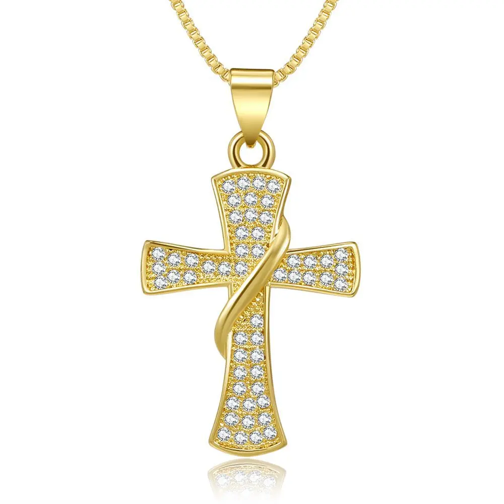 Popular 18k gold plated cross diamond pendant necklace new fashion trend women necklace, As pic
Popular 18k gold plated cross diamond pendant necklace new fashion trend women necklace, As pic