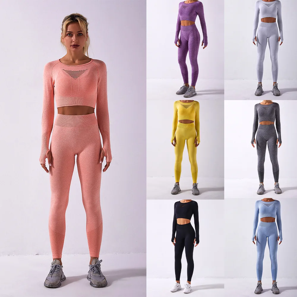 Fashionable Athletic Seamless Sets Long Sleeve Crop Top And Leggings 2 PCS Yoga Tracksuits Women Gym Fitness Sets, Blue/yellow/orange/purple/dark grey/ice grey/black
Fashionable Athletic Seamless Sets Long Sleeve Crop Top And Leggings 2 PCS Yoga Tracksuits Women Gym Fitness Sets, Blue/yellow/orange/purple/dark grey/ice grey/black