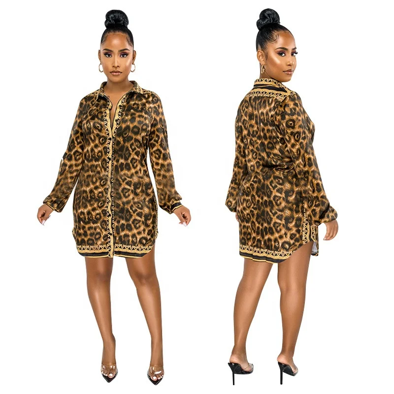 Fall 2021 leopard print long sleeve shirt dress loose waist mid dress women cardigan fall dress for women streetwear
Fall 2021 leopard print long sleeve shirt dress loose waist mid dress women cardigan fall dress for women streetwear