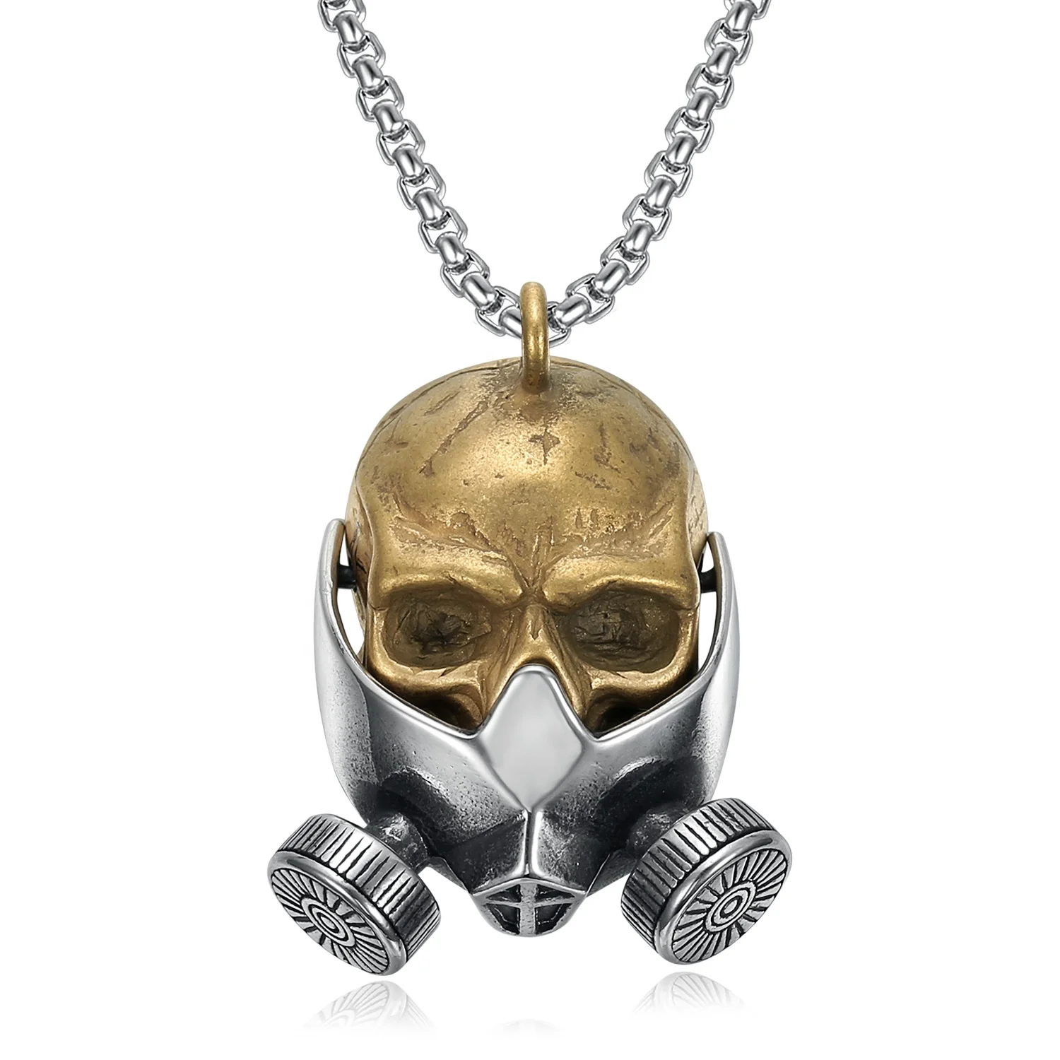 men's gold-plated silver stainless steel skull gothic punk environmentalism gas mask choker environmentalists pendant necklace
men's gold-plated silver stainless steel skull gothic punk environmentalism gas mask choker environmentalists pendant necklace