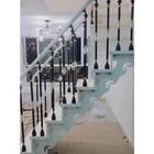 Low Cost Modern Indoor Straight Steel Stringer Wood Treads Staircase