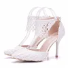 9cm High Heel Wedding Elegant White Lace Hollow Bridal wedding dress shoes Wedding Shoes
