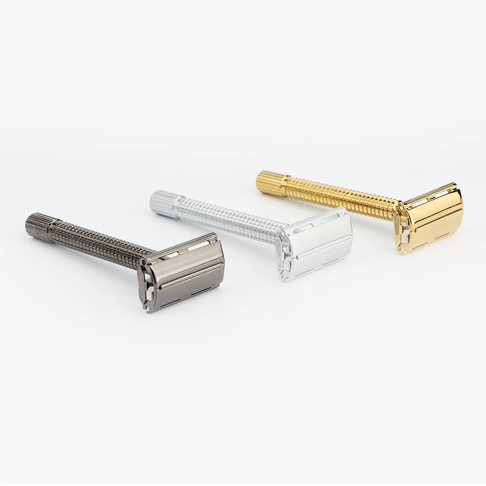 D642 No disposable Mens butterfly Safety Shaving Razor blade with long brass handle, Gold, silver, black
D642 No disposable Mens butterfly Safety Shaving Razor blade with long brass handle, Gold, silver, black