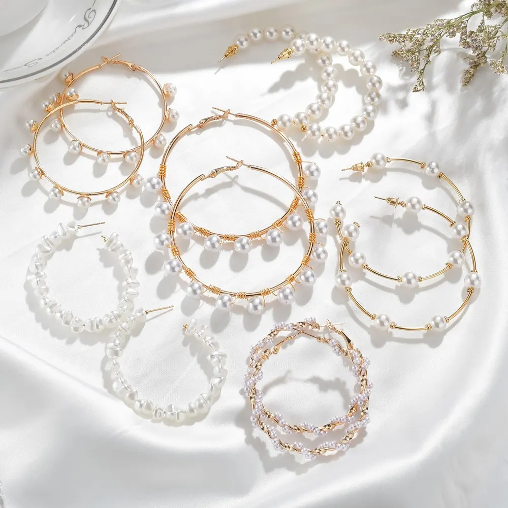 Fashion Girls Twist Pearl Dangle Earrings Jewelry Gifts Trendy Korean Large Gold Pearl Hoop Earrings For Women
Fashion Girls Twist Pearl Dangle Earrings Jewelry Gifts Trendy Korean Large Gold Pearl Hoop Earrings For Women