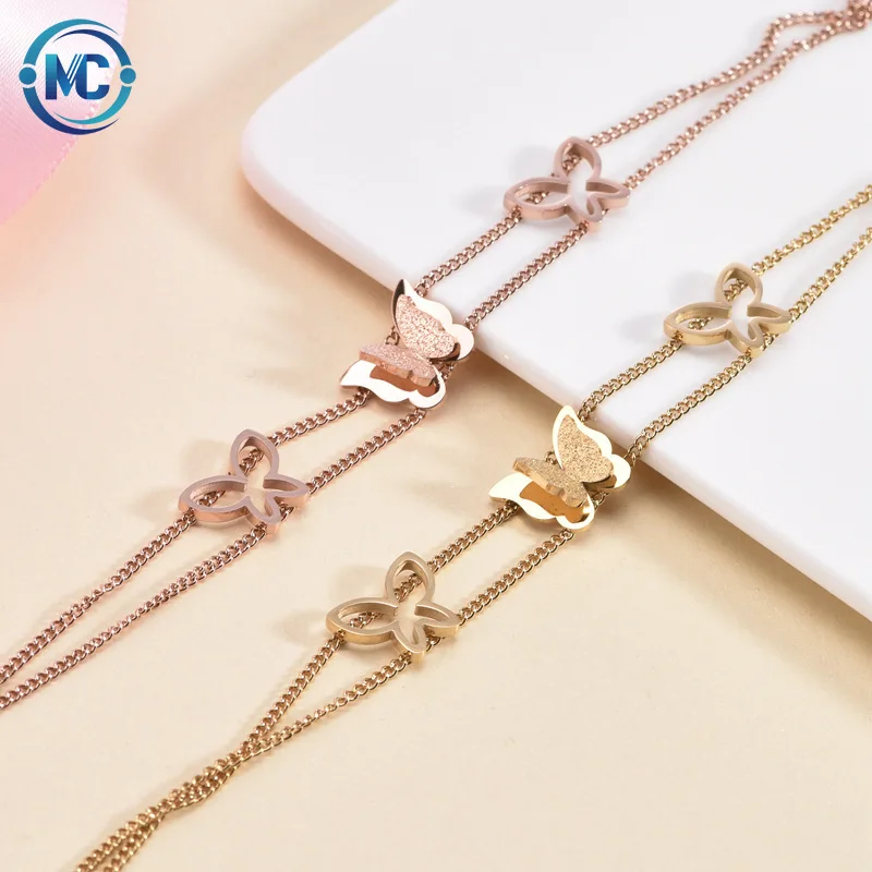 2021 New Trendy Hollow Double Layer Butterfly Bracelets Jewelry Rose Gold Plated Stainless Steel Bracelet Women, As the picture
2021 New Trendy Hollow Double Layer Butterfly Bracelets Jewelry Rose Gold Plated Stainless Steel Bracelet Women, As the picture