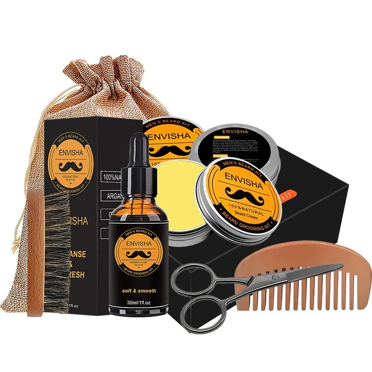 Wholesale Men's Beard Care Kit Beard Cream Oil Comb Brush Sack Scissors 6 Set Unscented Beard Grooming Kit
Wholesale Men's Beard Care Kit Beard Cream Oil Comb Brush Sack Scissors 6 Set Unscented Beard Grooming Kit