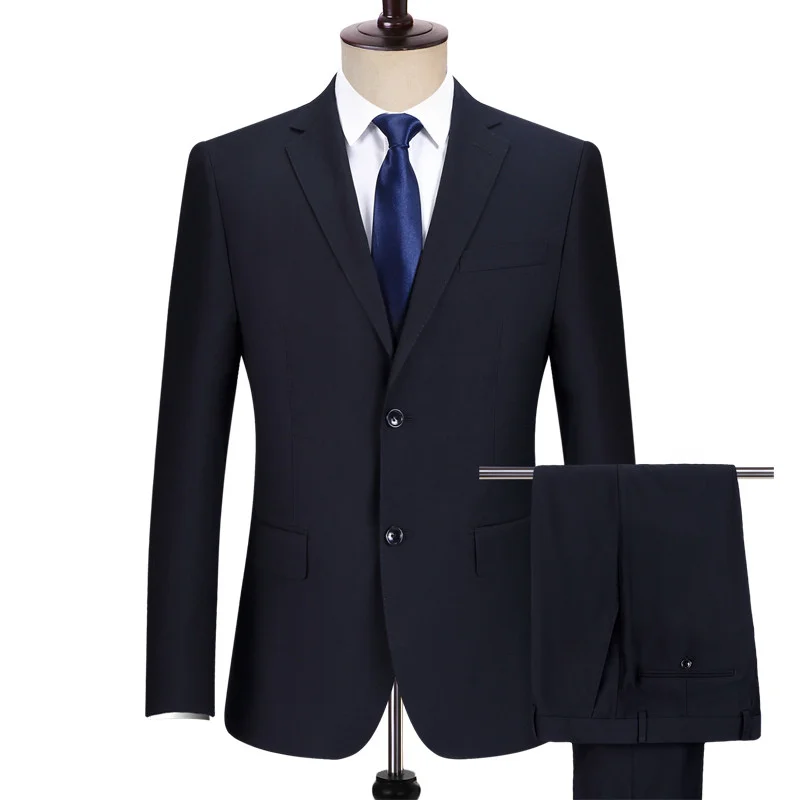 Wholesale men black suit official business top coat and pants 2 pcs set factory direct
Wholesale men black suit official business top coat and pants 2 pcs set factory direct