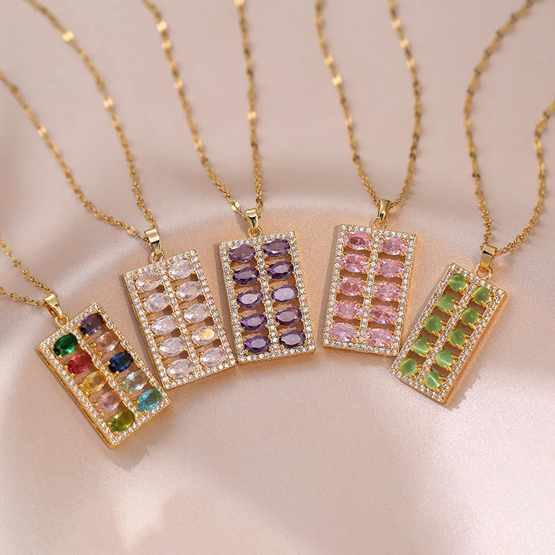 Luxury Jewelry Stainless Steel Chain Colorful Crystal Necklace Full Crystal Square Pendant Necklace
Luxury Jewelry Stainless Steel Chain Colorful Crystal Necklace Full Crystal Square Pendant Necklace