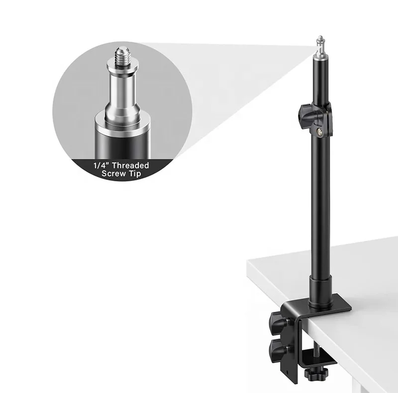 Adjustable Universal Table Desk Clamp Mount Stand 1/4' Screw Tip Tablet Bracket Foot For DSLR DC Camera Camcorder Ring Light, Black
Adjustable Universal Table Desk Clamp Mount Stand 1/4' Screw Tip Tablet Bracket Foot For DSLR DC Camera Camcorder Ring Light, Black