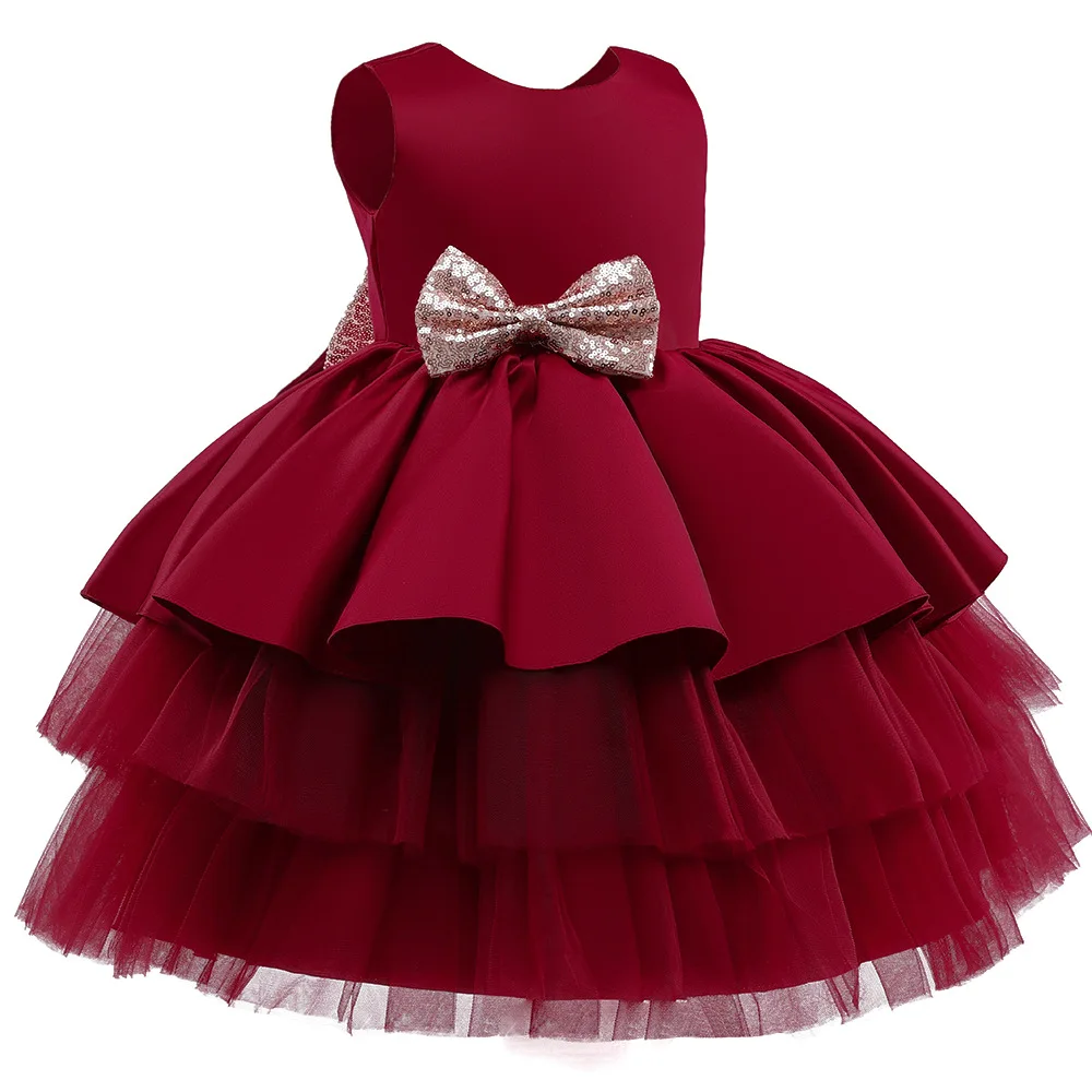 

2021 new OEM factory wholesale fluffy net yarn princess dress girls bow sleeveless ball gown, Picture shows