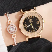 Set Luxury Fashion Simple Dial Leather Strip Watch Women Full Diamond Bracelet Watches Quartz Relogio Wristwatch with Gift
Set Luxury Fashion Simple Dial Leather Strip Watch Women Full Diamond Bracelet Watches Quartz Relogio Wristwatch with Gift