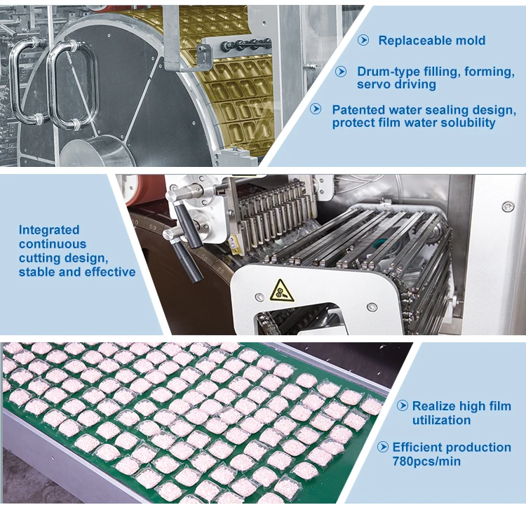 POLYVA manufacturing biodegradable plastic film pods packing machine 10g-25g laundry capsules filling machine
