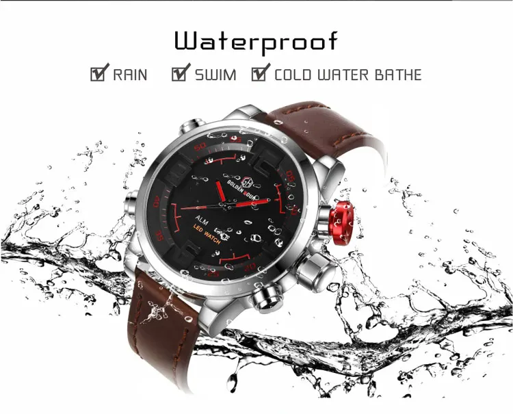 Electronic waterproof watch mens luxury  fashion  leisure watch led  sport quartz watch