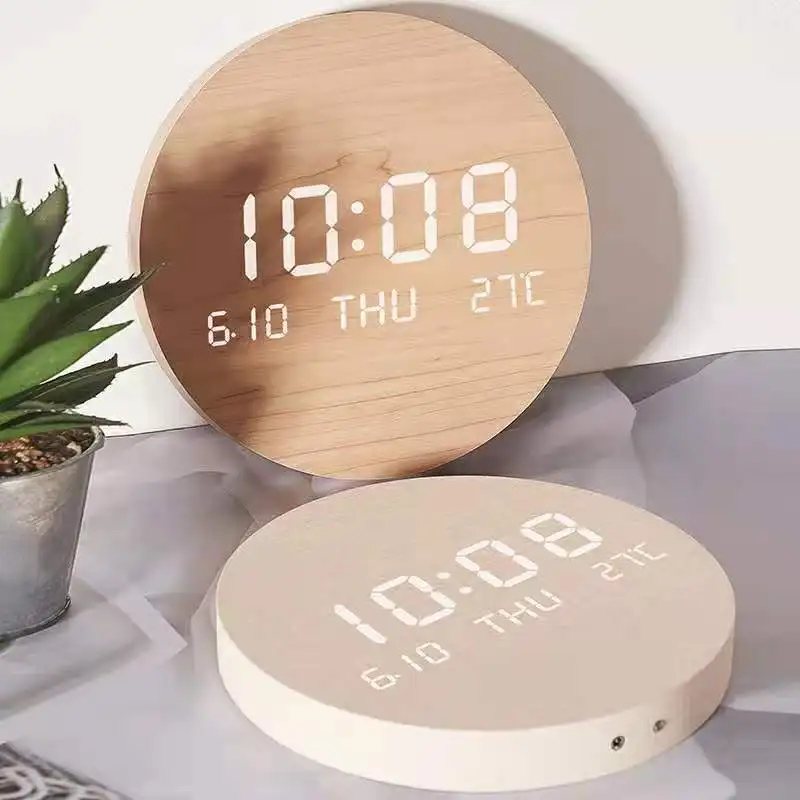 Hot Selling For Home Decor High Quality Round Display Temperature Wooden Large Digital Led Wall Clock Calendar
Hot Selling For Home Decor High Quality Round Display Temperature Wooden Large Digital Led Wall Clock Calendar